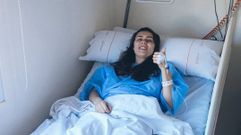 La capitana de As Celtas, Lara Mart�nez, tras la operaci�n a la que fue sometida.