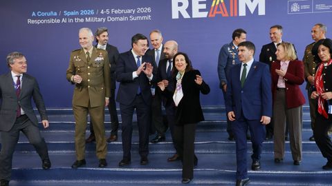 La ministra de Defensa, Margarita Robles, durante su participaci�n en la cumbre Reaim