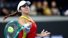 J�ssica Bouzas, durante su duelo de semifinales de la Billie Jean King Cup frente a la checa Muchova.