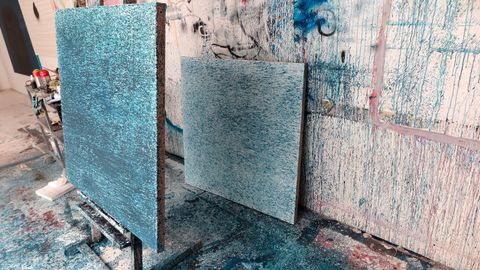 Obras en proceso de ejecuci�n en el estudio de Hugo Fontela