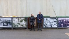 La alcaldesa de Carballeda de Valdeorras, Mar�a del Carmen Gonz�lez, con el delegado de la Xunta, Manuel Pardo, junto a alguno de los elementos que se embellecieron.