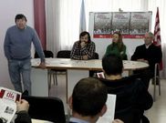 Indalecio L�pez, durante la asamblea de ayer.
