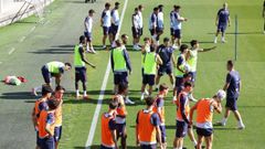 Futbolistas del Celta, en un entrenamiento en la Cidade Deportiva Afouteza.