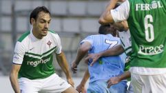 Miguel �ngel Tena, durante un partido de la liga 2014/15 con el Racing de Ferrol