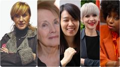 As escritoras Bego�a Caama�o, Annie Ernaux, Han Kang, Remedios Zafra e Chimamanda Ngozi Adichie.