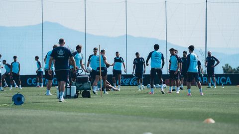 Los jugadores del Celta, en un entrenamiento de esta pretemporada.