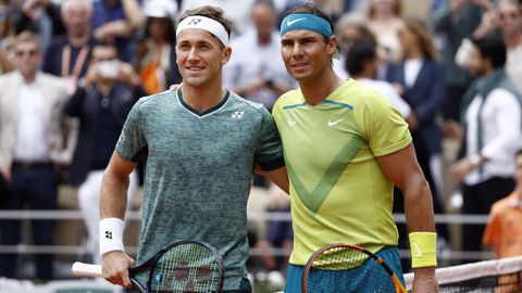 Ruud y Nadal, posando antes de arrancar el partido