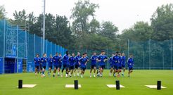 Los jugadores del Oviedo, en El Requex�n