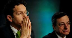 Dijsselbloem y Draghi, en la rueda de prensa que ofrecieron ayer.