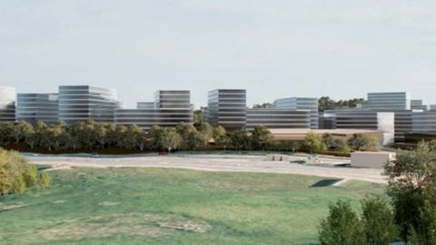 Recreaci�n del aspecto que tendr� el monte Mero cuando se urbanice y construya