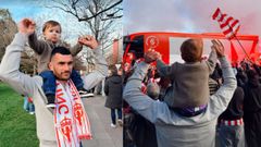 Pablo V�zquez en el recibimiento al Sporting