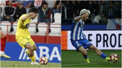 David Mella, en las dos acciones de gol contra el Lugo, en laprimera vuelta (izquierda) y enRiazor