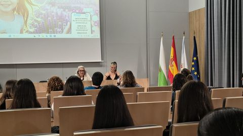 La soci�loga Amparo Tom� durante su charla en Lal�n.