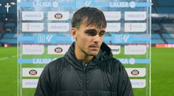 Miguel Romn fue titular con el Celta frente al Espanyol en Balados.