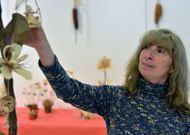 En la muestra pueden encontrarse centros de mesa y otros que superan los 2 metros de altura. 