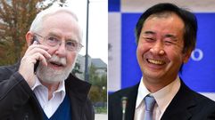 Arthur McDonald (izquierda) y Takaaki Kajita