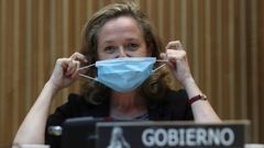 La vicepresidenta tercera y ministra de Asuntos Econ�micos y Transformaci�n Digital, Nadia Calvi�o