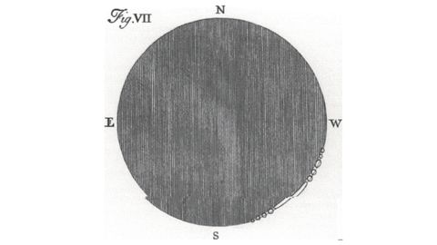 Primer dibujo de las perlas de Baily realizado por Samuel Williams, un astr�nomo que viaj� 400 km en el siglo XVIII para ver un eclipse