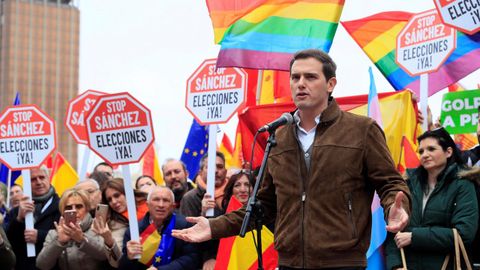 El lder de Ciudadanos, Albert Rivera, convocante de la concentracin junto con el PP