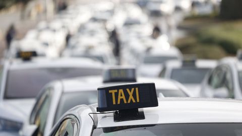 Taxistas, durante una protesta en las inmediaciones del Millennium