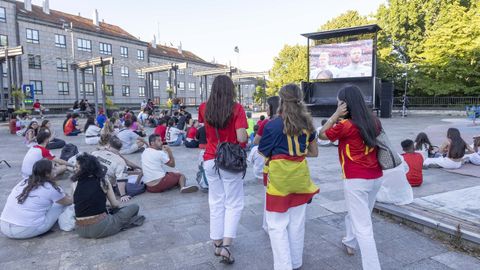 Pantalla gigante en la Praza da Constituci�n en Santiago.