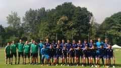 Cuerpo t�cnico: Santi Serrano, Jorge Tejada, Gabri Piquero, Javi Rozada, Mauro de Ves, Javier Benavides. Jugadores, de arriba a abajo y de izquierda a derecha: (Buru, Monreal, Obeng, Eloy, Marot�as, Lucas D�az, Amez, �lex Men�ndez, Orviz, Jos�n, Damian, Felgueroso; Jos� Antonio, Tarsi, Fran Pacoli, Joselu, Javi Mier, Rober Alarc�n, Marco, Marcelo del Olmo, Jorge Mier, Tae