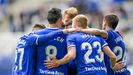 Los jugadores del Oviedo celebran el 1-0 al Nstic