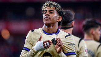 Lamine Yamal, celebrando su gol ante el Athletic Club.