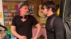 Marini y Ballesta en un momento del rodaje en O Barco.