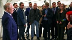 Vladimir Putin, durante su reunin con los periodistas.