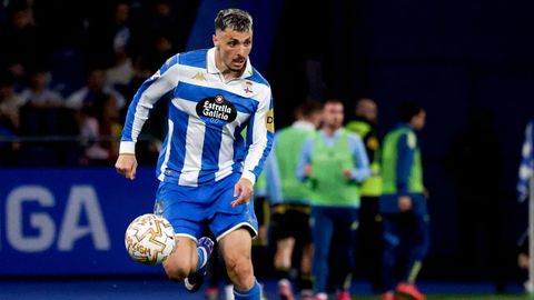 Ximo Navarro, en el partido contra el Zaragoza en Riazor.