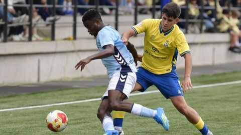 Suleman Abubakar, en el las Palmas-Celta de la ida de cuartos de la Copa de Campeones.