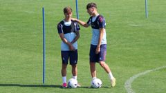 �scar Marcos y Oliveras, en el entrenamiento del Celta Fortuna del jueves.