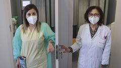 La enfermera Noelia Gesto (izquierda) y la dermat�loga Teresa  Rodr�guez Granados, en la unidad de Fotobiolog�a del Hospital Gil Casares