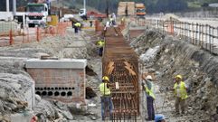 Obras de la viga de rodadura para la terminal de contenedores