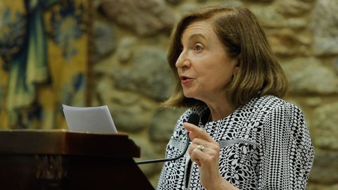 Acto de ingreso da escritora Mar�a Rosa Lado na Real Academia Galega (RAG) como membro de honra.