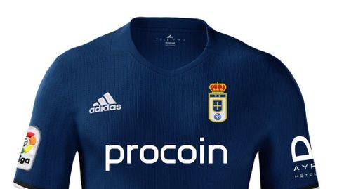 Equipaci�n del Real Oviedo con la publicidad de Procoin