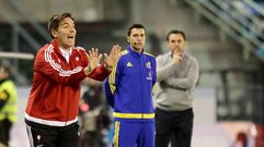 Berizzo y Sergio, tras la victoria del Celta
