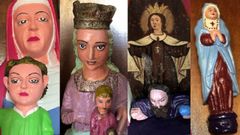 Algunas de las tallas de la iglesia de Raadoiro, en Tineo, tras la 'restauracin' a manos de una vecina