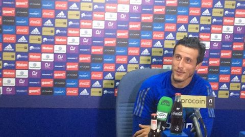 Christian Fern�ndez durante la rueda de prensa de esta ma�ana