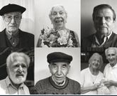 Algunos de los retratos expuestos por Silvina Di Caudo.