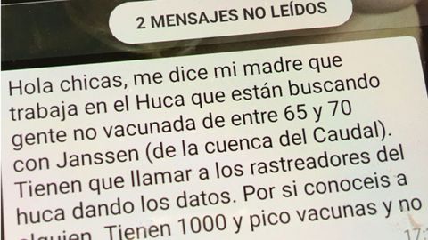 Mensaje falso en circulacin va WhatsApp