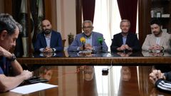 El alcalde con Eladio Crego, de Nexotech, y Jess Torres y Jorge Leiro, de Lugo Transforma.