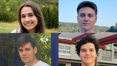 Los cuatro gallegos que mas nota sacaron en el premio extraordinario de bachillerato 2025. De izquierda a derecha, y de arriba abajo: Laura Villaverde, Yoel Sánchez, Antón Justo y Javier Castro.