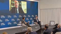 Luis de Guindos, interviniendo v�a telem�tica en el Foro La Toja