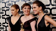 Girls.Las actrices de la premiada serie �Girls� Zosia Mamet, Lena Dunham y Allison Williams