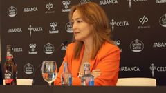 La presidenta del Celta, Mari�n Mouri�o, durante la comparecencia de prensa ofrecida�este jueves en A Sede para abordar la actualidad del club