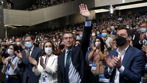 Rajoy, Gamarra, Feijoo y Moreno, en el congreso del PP del 2022.