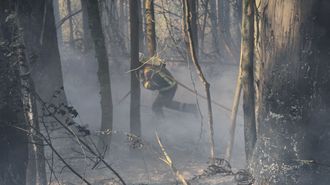 Imagen de archivo de las labores de extinci�n de un incendio en Oza en el 2019