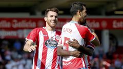 Carlos Pita celebra un gol ante el Mallorca en el �ngel Carro, en la primera vuelta de la temporada 2018/19